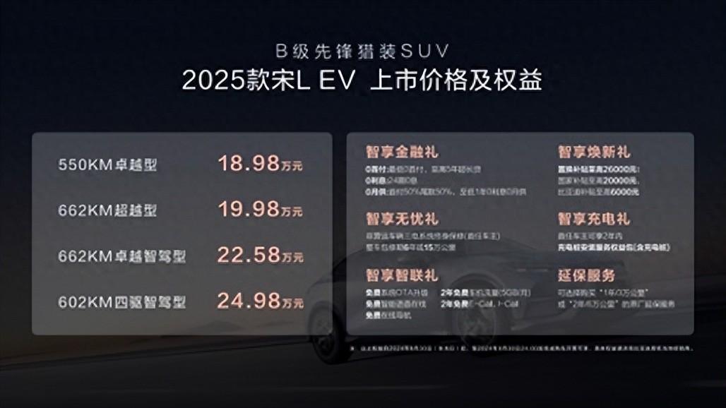 18.98萬(wàn)元起！比亞迪宋L EV 2025款正式上市