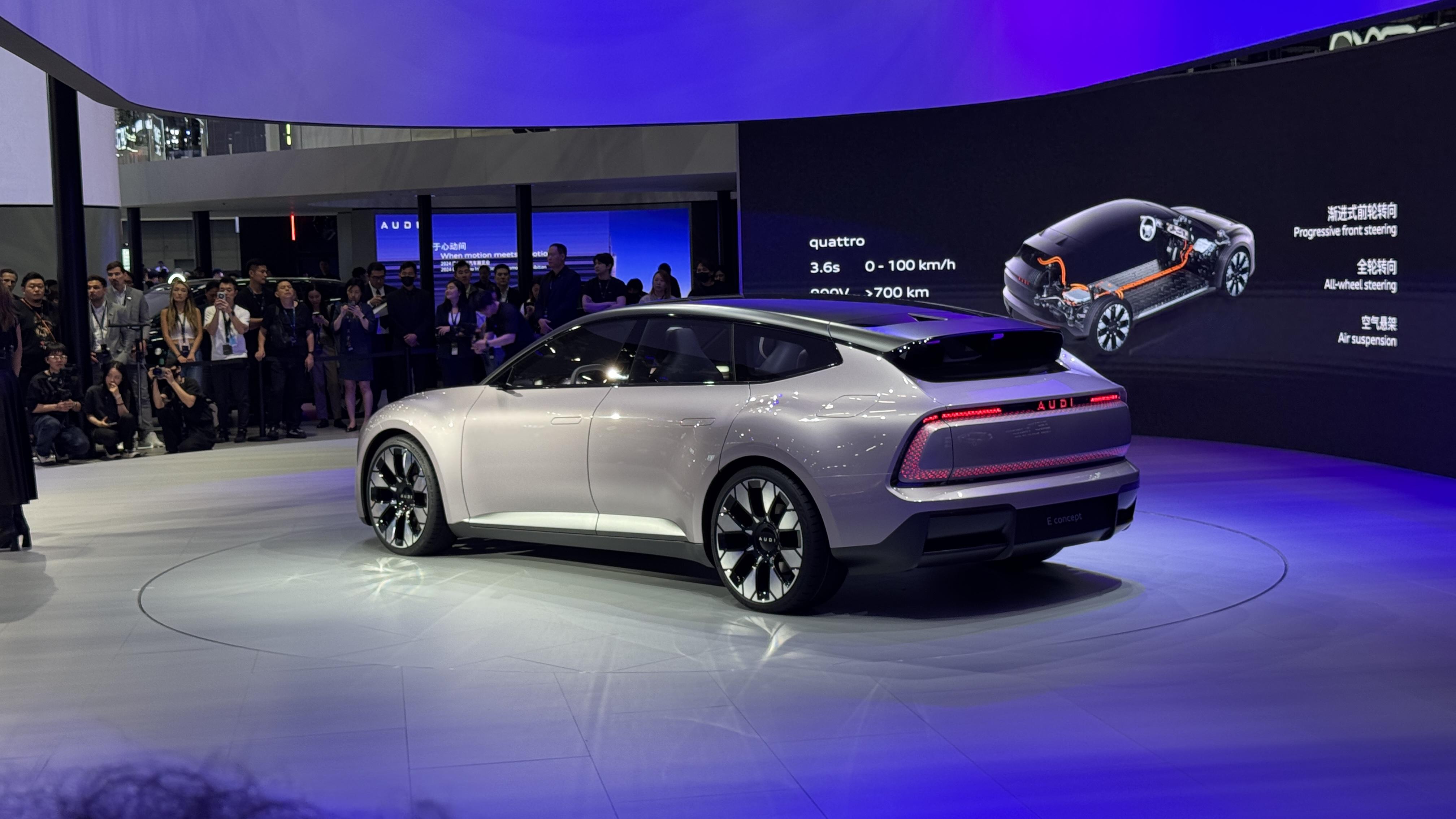 百公里加速3.6 s！奧迪全新品牌AUDI E概念車在廣州車展對(duì)外亮相